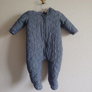 Baby Gap Blue One Piece Snow Suit with Hood and Zi